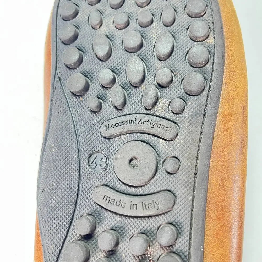 Mocassini Artigianali Brown Leather Driving Loafers Shoes Men's Sz US 10.5 EU 43